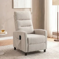 HOMCOM Poltrona Massaggiante e Reclinabile a 160° con Poggiapiedi e Telecomando, 66x91x108 cm, in Ciniglia Bianco Crema(m-13)