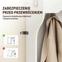 HOMCOM Garderoba z półką, ławką, haczykami, przegródkami na buty, płyta wiórowa, MDF, biały(m-6)