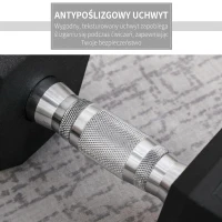 HOMCOM hantel gumowy hantel fitness hantel do sali treningowej biura sześciokątny kształt metal guma czarny 12,5 kg(m-5)
