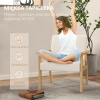 HOMCOM Fotel jadalniany, tapicerowany, drewniana rama, 64 x 70 x 72 cm(m-5)