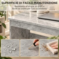 HOMCOM Scrivania Ufficio con 3 Cassetti 100x50 cm, Scrivania Salvaspazio per Studio Casa Ufficio, Grigio Effetto Marmo(m-6)
