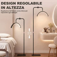 HOMCOM Lampada da Terra LED con Testa a Mezza Luna, Altezza e Temperatura Colore Regolabili, Telecomando, Nero(m-8)
