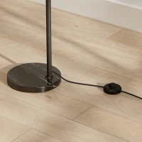 HOMCOM Lampada da Terra ad Arco con Interruttore a Pedale, in Marmo, Ferro e Plastica, 90x26x180 cm, Nero e Grigio Fumo(m-11)