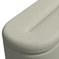 HOMCOM Banco de Almacenaje Puff Almacenaje Tapizado en Lino Tapa Cierre Suave Diseño Ovalado Carga 220 kg 116x42x44 cm Gris(m-12)