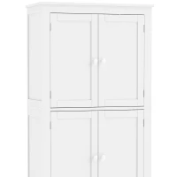 HOMCOM Mobile Bagno con 4 Ante e Ripiani Regolabili, per Lavanderia Salotto Soggiorno Cucina, 60x30x110 cm, Bianco(m-11)