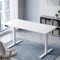 HOMCOM Scrivania Regolabile in Altezza Elettrica, 140x60 cm, Scrivania per Computer con 3 Memorie di Altezze, Bianco(m-13)
