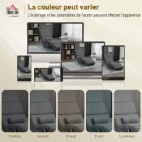 HOMCOM Fauteuil relax salon fauteuil de massage et chauffage meridienne avec télécommande et oreiller, tissu effet lin, gris(m-8)