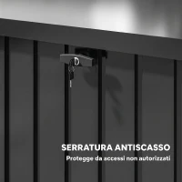 Outsunny Baule da Esterno da 400L in Acciaio Zincato, Baule da Giardino, Coperchio Bloccabile con 2 Chiavi, 124x66x72cm(m-8)