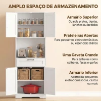 HOMCOM Armário Despenseiro de Cozinha 170 cm com Prateleiras Ajustáveis, Prateleira Aberta e Gaveta(m-4)