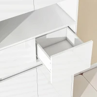 HOMCOM Mobile Bagno Alto Slim 170cm, Mobiletto Bagno Salvaspazio con 2 Armadietti con Ante, 60x30x170 cm, Bianco Lucido(m-12)