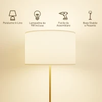 HOMCOM Lampada da Terra con Telecomando e Luminosità Regolabile, 3000K-6000K, Crema, per Soggiorno e Camera(m-6)
