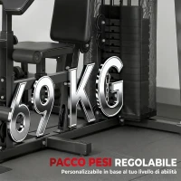 SPORTNOW Palestra Multifunzione, Stazione Fitness Multifunzione con Sistema a Pulegge, Pacco Pesi da 69 kg, Nero(m-6)