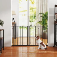 PawHut Cancelletto di Sicurezza per Cani in Acciaio e ABS, Cancellino per Cani Estensibile 75-145cm, Nero(m-10)