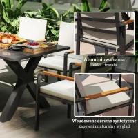 Outsunny Zestaw Mebli Ogrodowych dla 6 Osób, 6 Krzeseł, 1 Stół, Wodoodporny, 175 cm x 92,5 cm x 73 cm, Czarny + Szary(m-5)