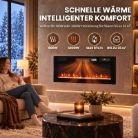 HOMCOM Elektrische haard 92 cm - ultradun design, verwarming en afstandsbediening(m-6)