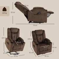 HOMCOM Cadeirão Relax Reclinável Elétrico Elevatório para Idosos com Massagem, Calor e Porta-copos Castanho Escuro(m-3)