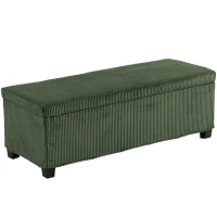 HOMCOM Banc de Rangement, Bout de Lit en Velours Côtelé avec Couvercle, pour Salon, Chambre, Entrée, 112x42x40 cm, Vert Clair(m-14)