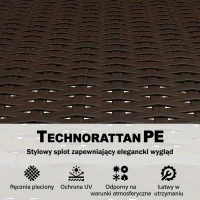 Outsunny Zestaw bistro z rattanu 3-częściowy FSC meble ogrodowe z 2 fotelami, 2-poziomowym stolikiem z drewna, grube zdejmowane poduszki(m-5)