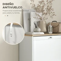 HOMCOM Mueble Zapatero Moderno con 3 Cajones Abatibles y Estantes Ajustables para 18 Pares de Zapatos 60x23,5x115 cm Blanco(m-7)