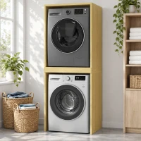 HOMCOM Mobile Lavatrice Asciugatrice, Colonna Lavatrice Asciugatrice, per Bagno Lavanderia, 70x65x192 cm, Rovere(m-14)