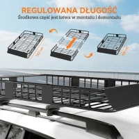 HOMCOM uniwersalny kosz dachowy do samochodu bagażnik dachowy kosz bagażowy kosz na bagaż półka metal czarny 162 x 99 x 16 cm(m-4)