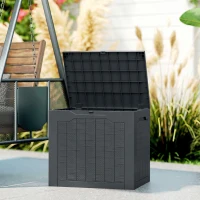 Outsunny Baule da Giardino con Maniglie, Contenitore Porta Attrezzi Impermeabile, 56x41x50 cm, Grigio Scuro(m-12)