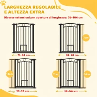 PawHut Cancelletto per Cani da Interno, Cancelletto di Sicurezza con 2 Estensioni 76-104 cm e Porta per Gatti(m-4)