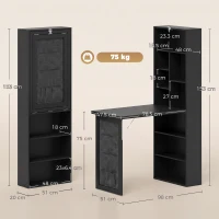 HOMCOM Scrivania con Libreria e Borsa Laterale in Tessuto, Tavolo da Lavoro per Studio Ufficio, 98x51x153 cm, Nero(m-3)
