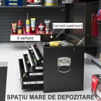 HOMCOM Cutie pentru Scule cu 6 Sertare din Oțel cu Încuietoare, 60x26x34cm, Negru(m-4)