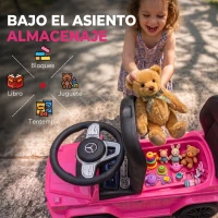 HOMCOM Coche Correpasillos para Niños de 1-3 Años con Licencia Mercedes G350 Capota Extraíble y Barandilla 85,5x40,5x95 cm Rosa(m-6)