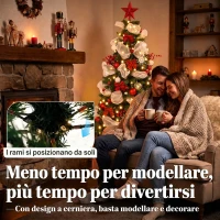 HOMCOM Albero Natale Folto 180cm con 200 Luci LED, Telecomando, 8 Modalità, 800 Rami, Palline, Nastri, Fiocchi(m-7)