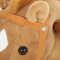 AIYAPLAY Cavalo de Brincar para Montar com Rodas, Sons de Cascos, Música e Pedais, Asas, Estrutura Metálica, +3 Anos, 50 kg, Castanho(m-14)