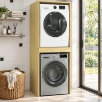 HOMCOM Mobile Lavatrice Asciugatrice, Colonna Lavatrice Asciugatrice, per Bagno Lavanderia, 70x65x192 cm, Rovere(m-2)