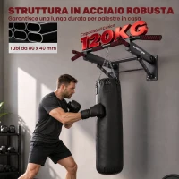 SPORTNOW Barra per Trazioni da Parete Pieghevole, 3 Ganci per Bande Elastiche, Supporto fino a 120 kg, Nero(m-8)