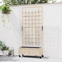 Outsunny Orto Rialzato da Esterno in Legno Grigliato, Fori di Drenaggio, Ruote, per Fiori Verdure 82.5x35x186cm Naturale(m-12)
