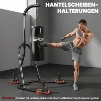 SPORTNOW Boxsackständer Freistehender Boxsackhalter mit Boxsack Bungee-Seil 360° Kette U-basis Hantelscheibenhalterung Stahl(m-5)