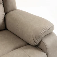 HOMCOM Sillón Relax Reclinable Manual de PU con Reposapiés Asiento Ancho Acolchado Grueso Reclinable hasta 155° Caqui(m-11)