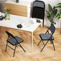 HOMCOM Set di 4 Sedie Pieghevoli Imbottite in Velluto a Coste, Sedia Pieghevole da Interno per Casa, Ufficio, Grigio(m-9)