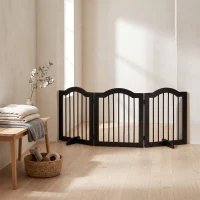 PawHut Cancellino per Cani Pieghevole a 3 Sezioni in Legno, Barriera per Cani con Piedini, 154.5x29.5x61cm, Nero(m-11)
