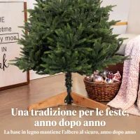 HOMCOM Albero di Natale Artificiale 180cm Folto Realistico, 732 Rami in PE, Base Pieghevole in Legno, Verde(m-8)