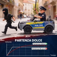 AIYAPLAY Auto Elettrica Polizia 12V con Telecomando, 2 Motori, Luci, Sirena, Musica e Clacson,  3-6 Anni, Grigio(m-8)