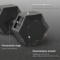 HOMCOM® Hantle gumowe fitness Pojedynczy hantle stalowy gumowy czarny 15 kg(m-4)