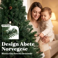 HOMCOM Albero di Natale 180 cm Artificiale, Albero di Natale Folto Realistico, Design in Abete Norvegese, Verde(m-5)