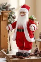 HOMCOM 2ft Singing Skiing Santa Claus, Standing Christmas Animated Santa Figure with Ski Board, Sack, Sound/Touch Activated(m-2)