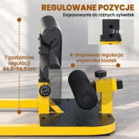 HOMCOM Ławka treningowa do przysiadów, trenażer nóg, trening nóg brzucha pośladków 3w1, do 120 kg, stal, żółty 50x97x(44,5–56,5)cm(m-5)
