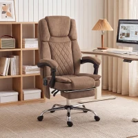 HOMCOM Fauteuil Bureau Massant Vibrant et Chauffant, Chaise Bureau Ergonomique en Velours Imprimé, Dossier Inclinable, Marron(m-2)