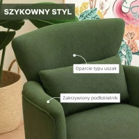 HOMCOM Modern Armchair, Upholstered Accent Chair with Thick Padded Seat, Lumbar Pillow, Rubber Wood Legs, Cuddle Chair for Living Room Bedroom Office, Green(m-6)