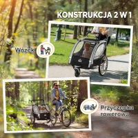 2 w 1 Przyczepka dziecięca, składana, z odczepianym kołem(m-4)