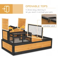 PawHut Wooden Tortoise House with Balcony, Tray, Roof, for Indoor and Outdoor, Yellow(m-6)