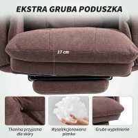 HOMCOM Fotel Biurowy z Regulowanym Oparciem, Obrotowe Krzesło Wyściełane, Pianka, Metal, Kolor Kawa(m-6)